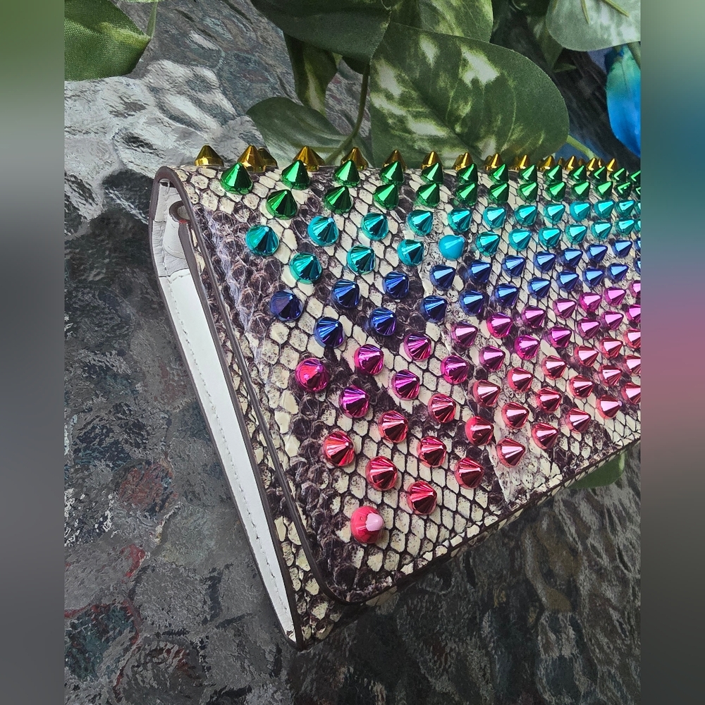 Authentic Christian Louboutin Multicolor Studded Wallet Or Clutch
